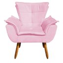 Ver imagem 4 de Poltrona com Puff Opala Suede Pés Palito Castanho - Rosa Bebê