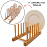 Porta Prato Suporte Madeira Escorredor e Copo Bambu Cozinha - 2