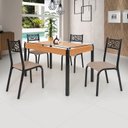 Ver imagem 1 de Conjunto Sala de Jantar Mesa 120x77cm Tampo Vidro com 4 Cadeiras Jade Preto/Fosco/Bege