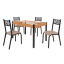 Ver imagem 2 de Conjunto Sala de Jantar Mesa 120x77cm Tampo Vidro com 4 Cadeiras Jade Preto/Fosco/Bege