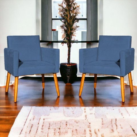 Kit 8 Poltronas Nina para Recepção Suede Cores Pé Palito 30cm Castanho - Suede