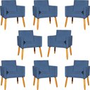Ver imagem 2 de Kit 8 Poltronas Nina para Recepção Suede Cores Pé Palito 30cm Castanho - Suede