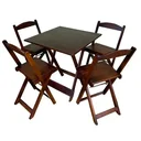 Ver imagem 3 de Kit 5 Jogos de Mesa Dobráveis 70x70cm com 20 Cadeiras Madeira Maciça Imbuia Marrom