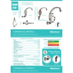 Torneira Elétrica Eletrônica Rose Gold 220v 6500w Tel265RG Sintex - 10