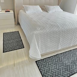 Tapete Carpete Passadeira Quarto Trama Jogo 3 Peças Carpetes Mundo Kit Jogo de Quarto Carpete 3 peça - 2