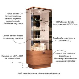 Cristaleira Decorativa com Nicho Adega Embutido Peggy Nature / Off White - 3