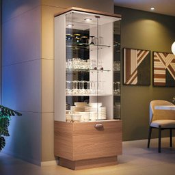 Cristaleira Decorativa com Nicho Adega Embutido Peggy Nature / Off White - 5
