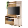 Estante Home Theater com Rodízios para TV até 50 Polegadas Budy Freijó / Off White - Gran Belo - 1