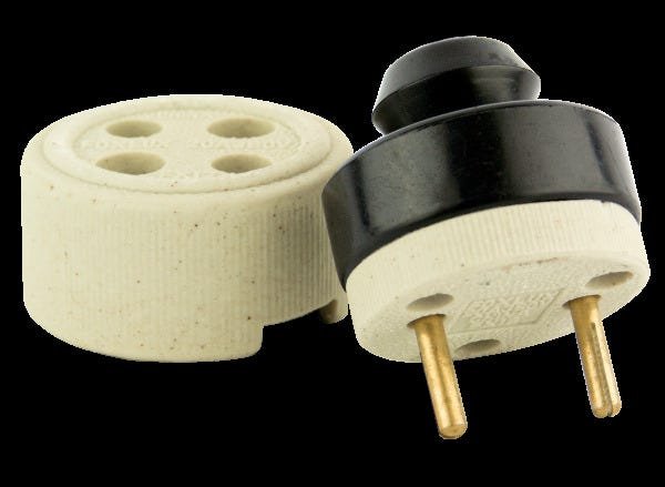 1 Pinos e 1 Tomada Porcelana 2 polos - 30A - 6907 - Foxlux - 1