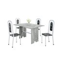 Ver imagem 2 de Conjunto Sala de Jantar com 4 Cadeiras Lara Branco/Preto