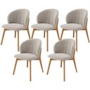 Ver imagem 1 de Kit 05 Cadeiras de Jantar e Estar Living Estofada Mia L02 Bouclê Creme - Lyam Decor