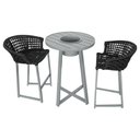 Ver imagem 1 de Conjunto Bistrô Champanheira Cinza Tampo Ripado e 2 Banquetas Reis Corda Náutica Preta