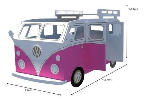 Cama Kombi Divertida (playground Quarto Criança) - Rosa