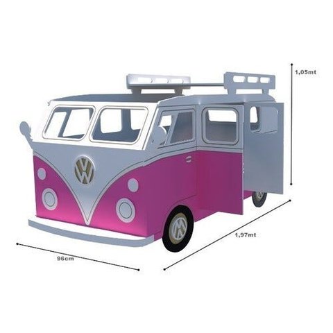 Cama Kombi Divertida (playground Quarto Criança) - Rosa