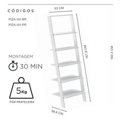 Estante Alta decorativa multiúso Estilo escada torre Piza:Preto - 4