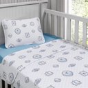 Ver imagem 1 de Jogo de Cama Tecebem Malha Berço Estampado George 3 Peças Azul