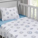 Ver imagem 2 de Jogo de Cama Tecebem Malha Berço Estampado George 3 Peças Azul