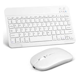 Kit Teclado e Mouse Bluetooth 5.2 Utra Fino Compatível com Pc, Ipad e Android - Branco
