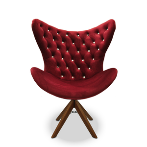 Poltrona Egg Slim Vermelha Jolie Brilho Base Giratória de Madeira