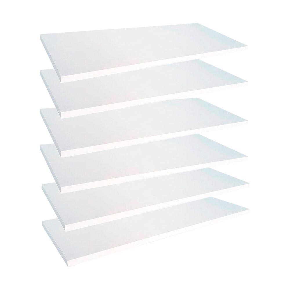 6 Prateleiras 60x20cm 100% Mdf Branco com Suporte Invisível - 2