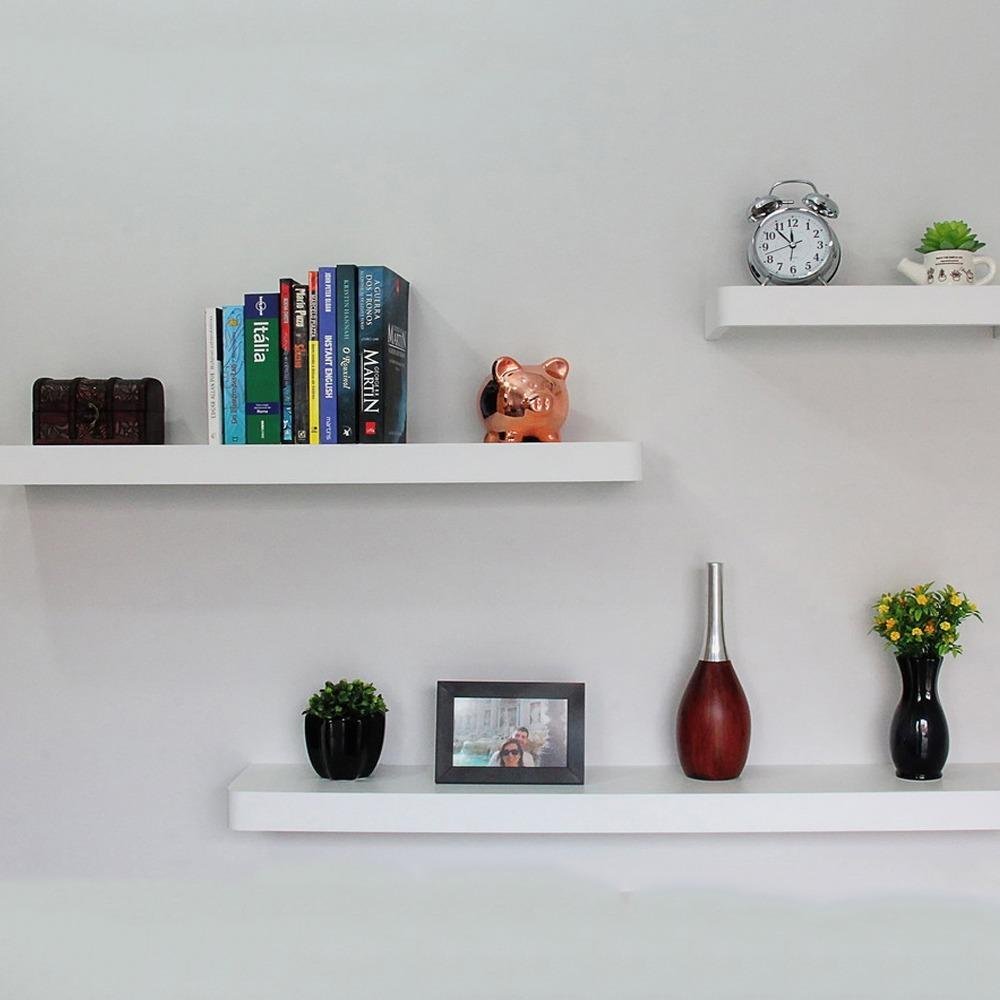 6 Prateleiras 60x20cm 100% Mdf Branco com Suporte Invisível - 5