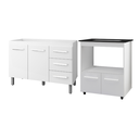 Ver imagem 2 de Kit Balcão para Pia 120cm Bianca + Balcão para Cooktop 5 Bocas Elisa - Branco