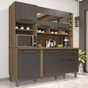 Ver imagem 2 de Cozinha Alexia 6 Portas 2 Gavetas com Espelho Imop Móveis Nogal Grafite