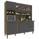 Ver imagem 1 de Cozinha Alexia 6 Portas 2 Gavetas com Espelho Imop Móveis Nogal Grafite