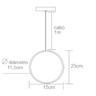Pendente Madeira Redondo Slim 25 Cm:preto - 2