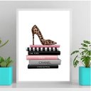 Ver imagem 2 de Quadro Sapato Com Livros Fashion 45x34cm - com vidro:Madeira branca