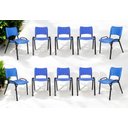 Ver imagem 1 de Kit com 10 Cadeiras Iso para Escola Escritório Comércio Azul Base Preta Ecomhome