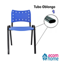 Ver imagem 7 de Kit com 10 Cadeiras Iso para Escola Escritório Comércio Azul Base Preta Ecomhome
