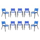 Ver imagem 2 de Kit com 10 Cadeiras Iso para Escola Escritório Comércio Azul Base Preta Ecomhome