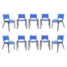 Kit com 10 Cadeiras Iso para Escola Escritório Comércio Azul Base Preta Ecomhome - 2