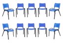 Ver imagem 2 de Kit com 10 Cadeiras Iso para Escola Escritório Comércio Azul Base Preta Ecomhome