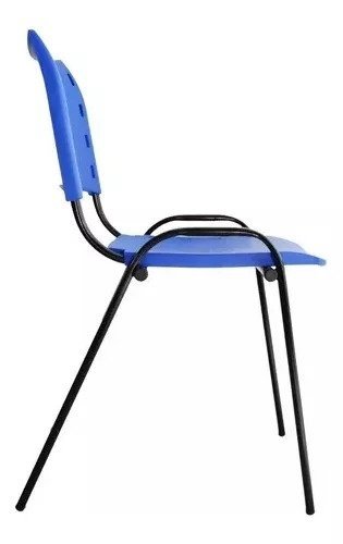 Kit Com 10 Cadeiras Iso Para Escola Escritório Comércio Azul Base Preta - 3