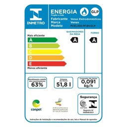 Fogao de Embutir 4 Bocas Venax Picasso Line Preto Fosco Gas Glp - 4