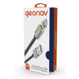 CABO MICRO USB COM CONECTOR MAGNÉTICO 1,5M CINZA - MIC15MG - GEONAV - 2