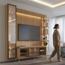 Ver imagem 1 de Estante para TV até 75 Polegadas com Prateleiras e Cristaleira Vidro Reflecta 100% MDF com LED Neon