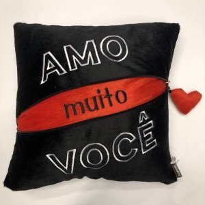 Almofada Quadrada com Ziper Amo Muito Você