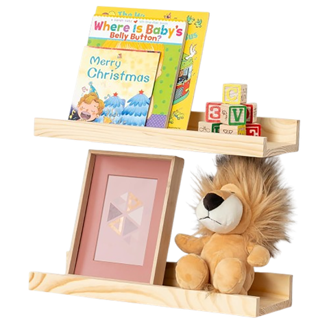 Prateleira Flutuante para Parede, 40 Cm , Madeira Maciça de Pinus, Conjunto com 2 Unidades