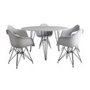 Ver imagem 6 de Mesa Jantar Redonda 110cm Branca Clips 3 Pés com 5 Poltronas Brancas Ferro Preto Marrom