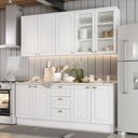 Ver imagem 2 de Cozinha Completa Americana 9 Portas 3 Gavetas com Vidro 100% Mdf Branco - Henn