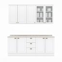 Ver imagem 1 de Cozinha Completa Americana 9 Portas 3 Gavetas com Vidro 100% Mdf Branco - Henn