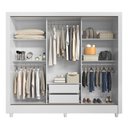Ver imagem 2 de Guarda-roupa Casal Office 3 Portas 2 Gavetas com Espelho Branco - Pnr Móveis