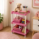 Ver imagem 5 de Estante Organizadora Multiuso Infantil 3 Prateleiras 34cm Rosa com Detalhes Brancos Quarto