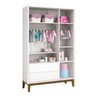 Kit Quarto Infantil Square Branco - Berço + Cômoda com Porta + Guarda-roupa 3 Portas - 6