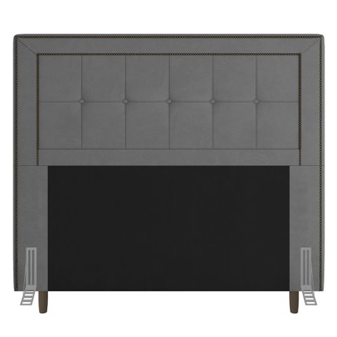 Cabeceira Cama Box Casal Queen Size Luxor 160cm com Tachas e Frame Suede Cinza - Abmaza