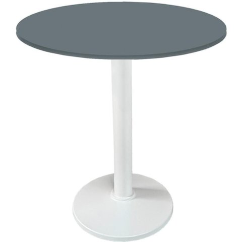 Mesa Zeta Ferro Branco 75 Cm (alt) Disco Redondo Tampo Mdp Redondo 70 Cm (larg) X 2,50 Cm Alt