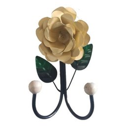 Cabide 2 Ganchos Rosas de Ferro - Suporte Duplo:bege - 1